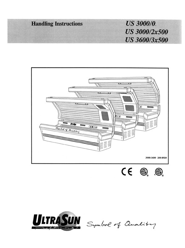 Ultrasun 3000 and 3600 (1998) - Bed Manual