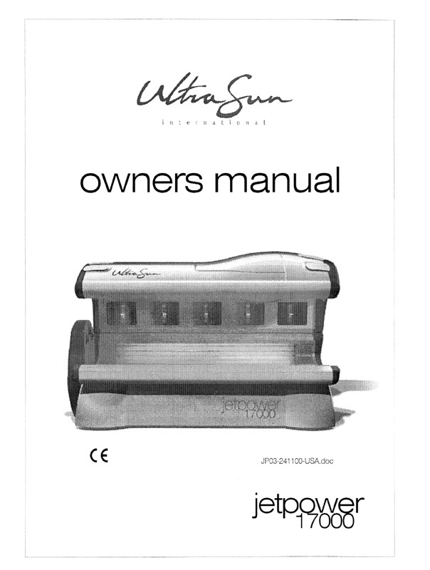 Ultrasun JetPower 17000 (2000) - Bed Manual