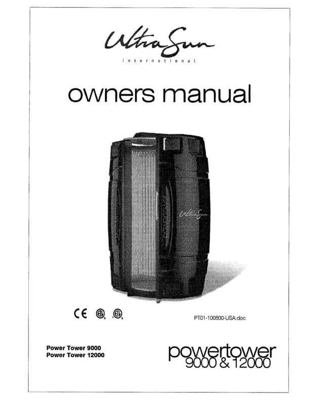Ultrasun Powertower 9000 & 12000 Standup (05-2000) - Bed Manual