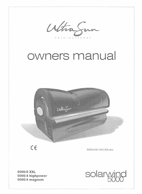 Ultrasun Solarwind 5000 (11-2000) - Bed Manual