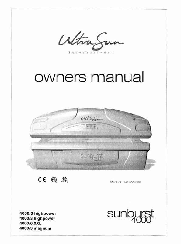 Ultrasun Sunburst 4000 (11-2000) - Bed Manual