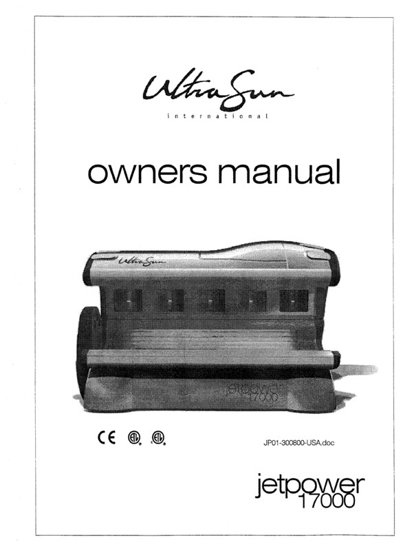 Ultrasun JetPower 17000 (2001) - Bed Manual