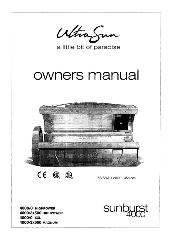 Ultrasun Sunburst 4000 (2001) - Bed Manual