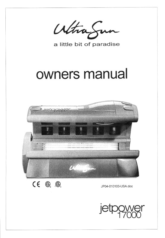 Ultrasun JetPower 17000 (2003) - Bed Manual