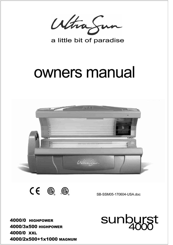 Ultrasun Sunburst 4000 (2004) - Bed Manual