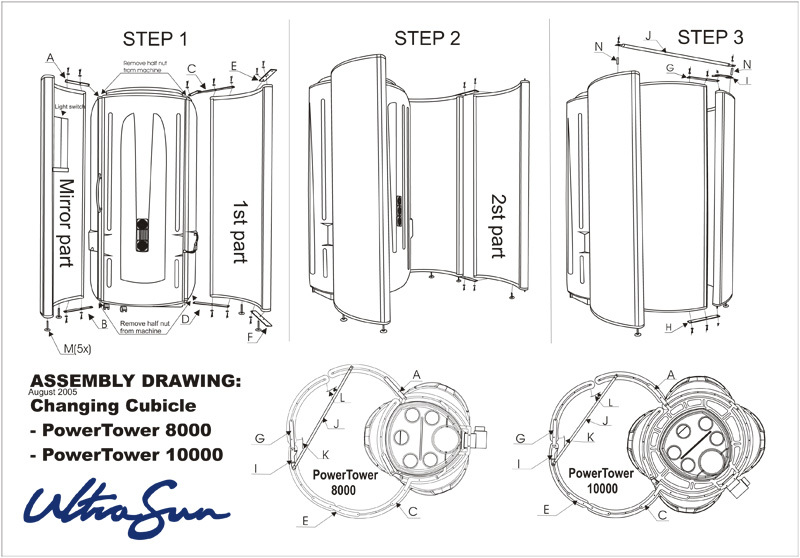 Ultrasun Powertower 8000 & 10,000 - Changing Cubicle (2005) - Bed Manual