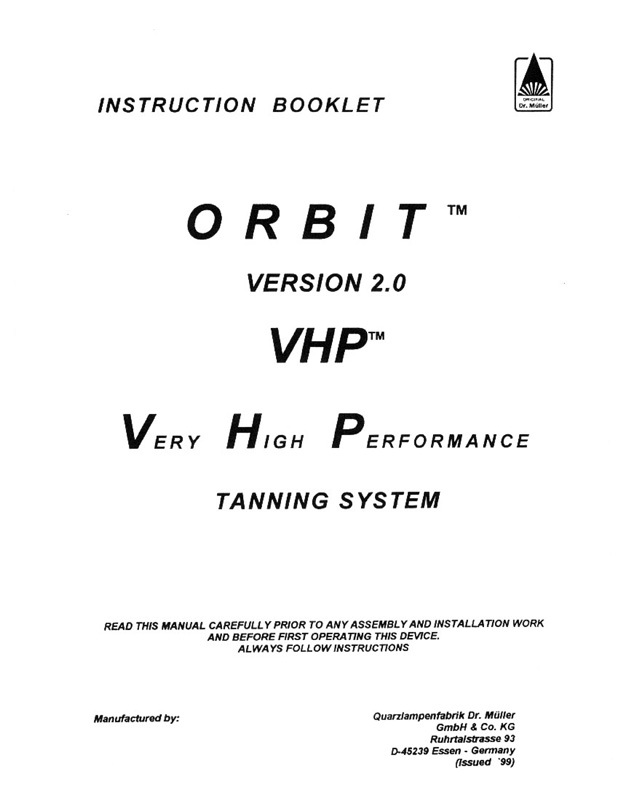 Dr. Muller Orbit 44-4 VHP/LV v2.0 (Orbit) (1994) - Bed Manual