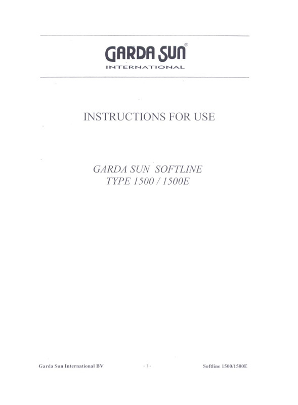 Gardasun Softline type 1500/1500E - Bed Manual