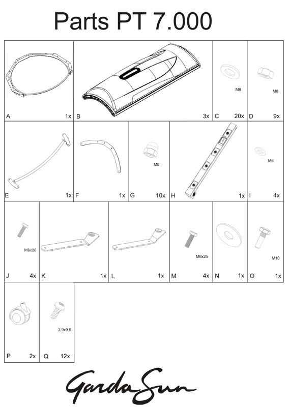 Gardasun Powertower 7000 Parts & Assembly Instructions