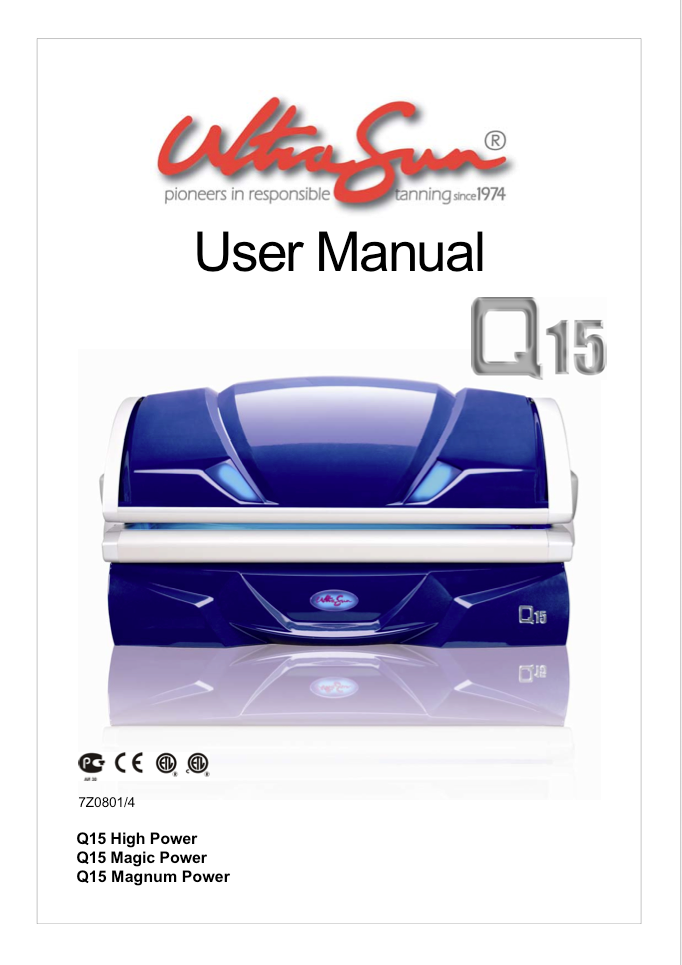 Ultrasun Q15 - Bed Manual & Supplement